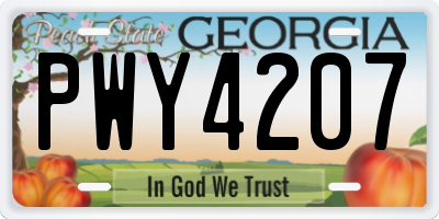 GA license plate PWY4207