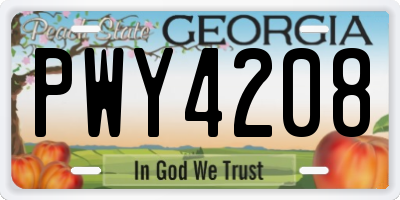GA license plate PWY4208