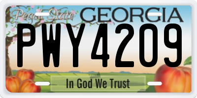 GA license plate PWY4209