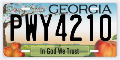 GA license plate PWY4210