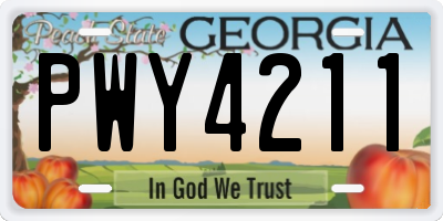 GA license plate PWY4211