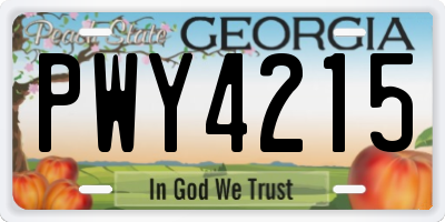GA license plate PWY4215