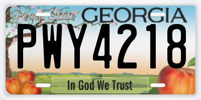 GA license plate PWY4218