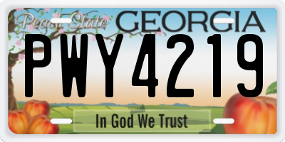 GA license plate PWY4219