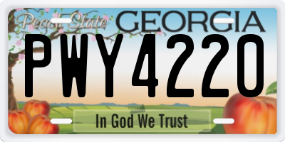GA license plate PWY4220