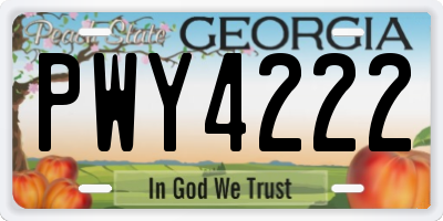GA license plate PWY4222