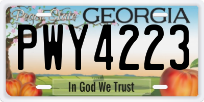 GA license plate PWY4223