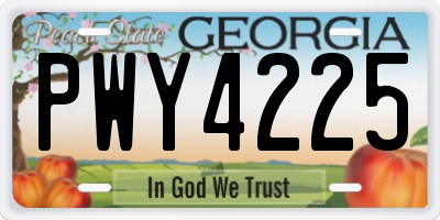 GA license plate PWY4225