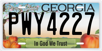 GA license plate PWY4227
