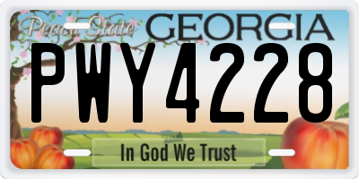 GA license plate PWY4228