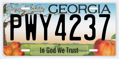 GA license plate PWY4237