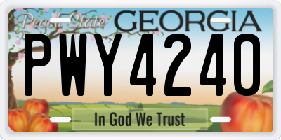 GA license plate PWY4240