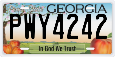 GA license plate PWY4242