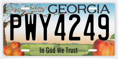 GA license plate PWY4249