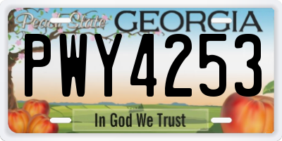 GA license plate PWY4253