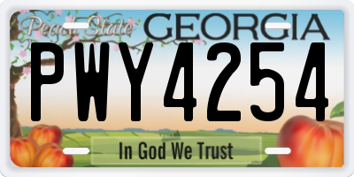 GA license plate PWY4254