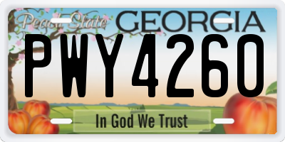 GA license plate PWY4260