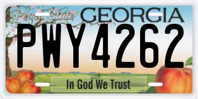 GA license plate PWY4262