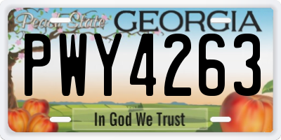 GA license plate PWY4263