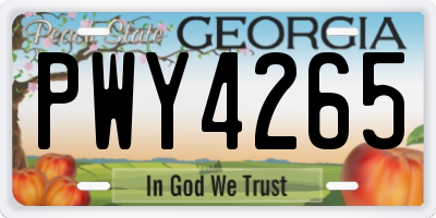 GA license plate PWY4265