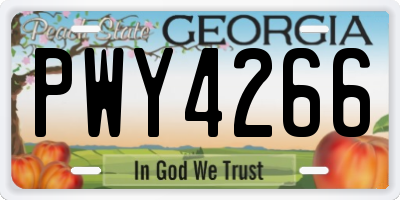 GA license plate PWY4266
