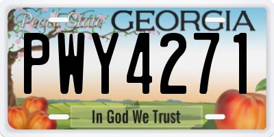 GA license plate PWY4271