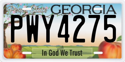 GA license plate PWY4275