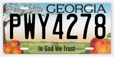 GA license plate PWY4278