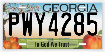 GA license plate PWY4285