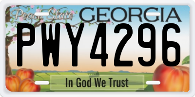 GA license plate PWY4296