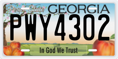 GA license plate PWY4302