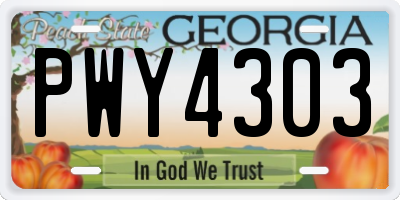 GA license plate PWY4303