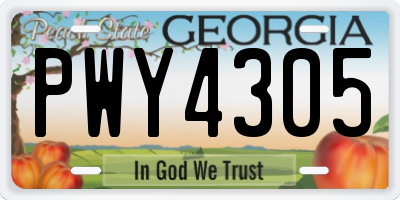 GA license plate PWY4305