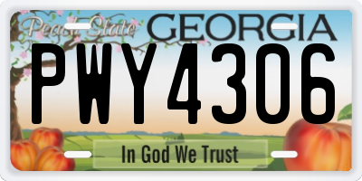 GA license plate PWY4306