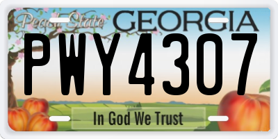 GA license plate PWY4307