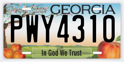 GA license plate PWY4310