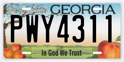 GA license plate PWY4311