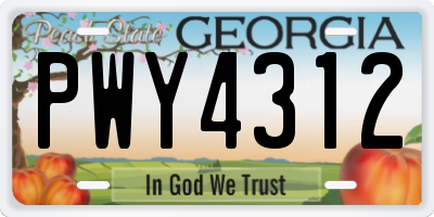 GA license plate PWY4312