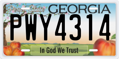GA license plate PWY4314
