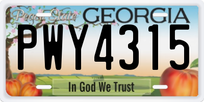 GA license plate PWY4315