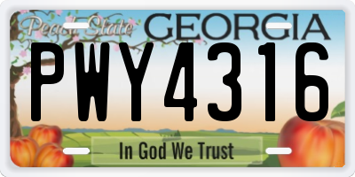 GA license plate PWY4316