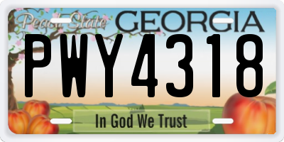 GA license plate PWY4318