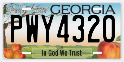 GA license plate PWY4320