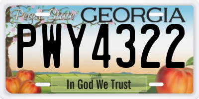 GA license plate PWY4322