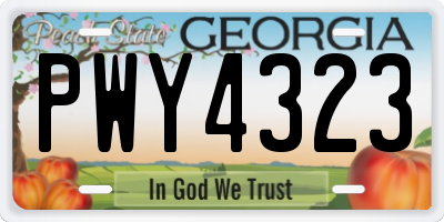 GA license plate PWY4323