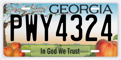 GA license plate PWY4324