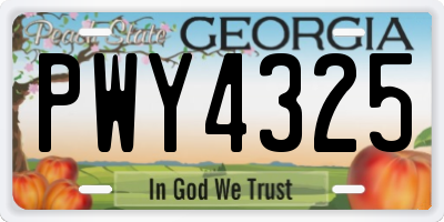 GA license plate PWY4325