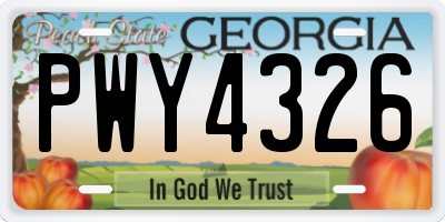 GA license plate PWY4326