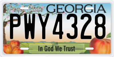 GA license plate PWY4328