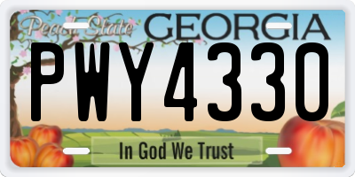 GA license plate PWY4330